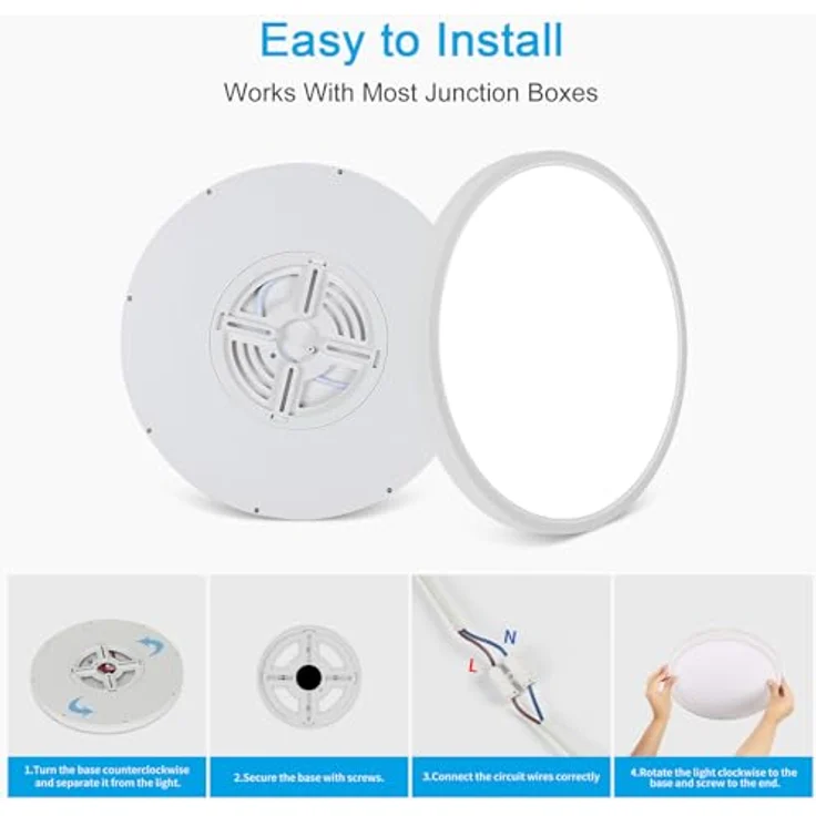 Comely LED Deckenlampe Rund 30cm 24W Superflach IP44 Deckenleuchte Weiß 6500K Kaltweiß für Badezimmer Küche Flur Balkon Schlafzimmer Feuchträume Innenbeleuchtung – Bild 9