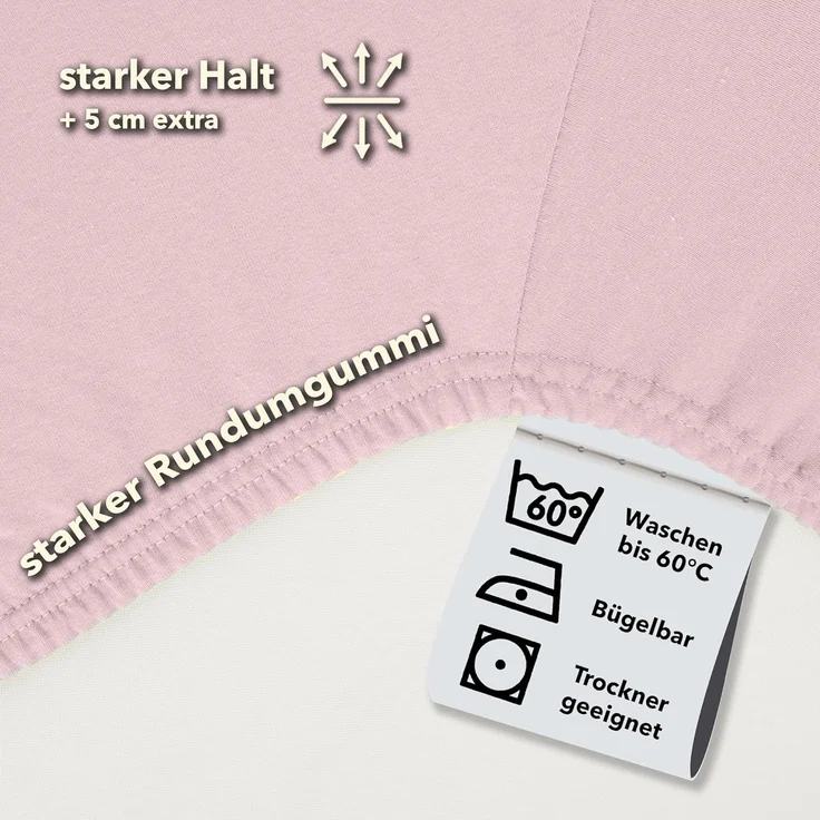STUDIO Basic Topper Spannbettlaken 120x200 cm, 100% gekämmte Baumwolle, Oeko-TEX 100, Markenqualität, Bettlaken 120x200 Topperbezug Jersey - Puder – Bild 3