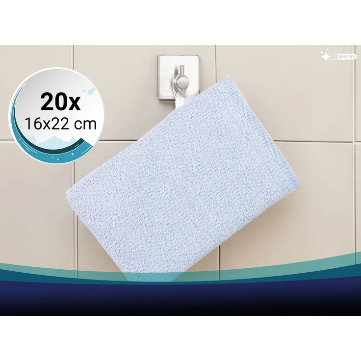 ZOLLNER 20er Set Waschhandschuhe, 70% Baumwolle, 30% Polyester, 16x22 cm, blau – Bild 2