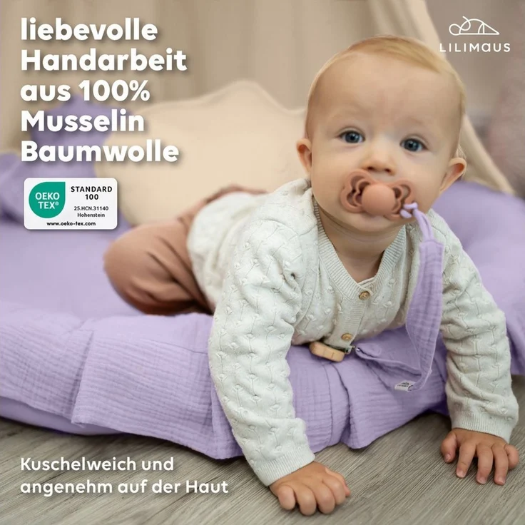 lilimaus Bodenkissen Sitzkissen für Kinder aus Musselin - Spielmatte & Kuschelecke, mit zarter Rüscheneinfassung - zum Lesen, Spielen & Kuscheln – Bild 2