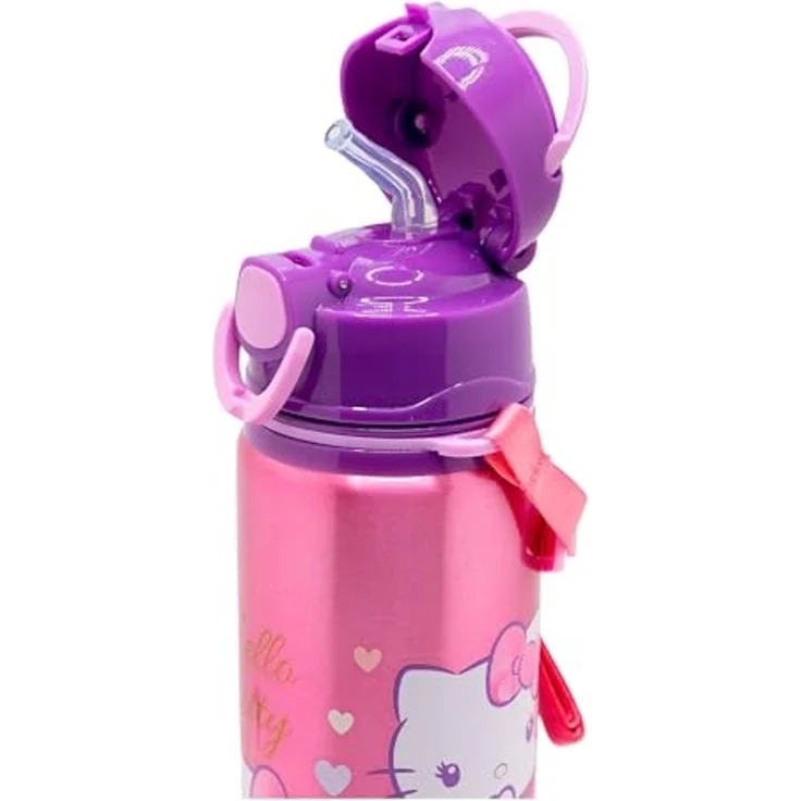 Hello Kitty Trinkflasche Kinder Wasserflasche 730 ml mit Druckknopfdeckel und Trageriemen – Bild 4