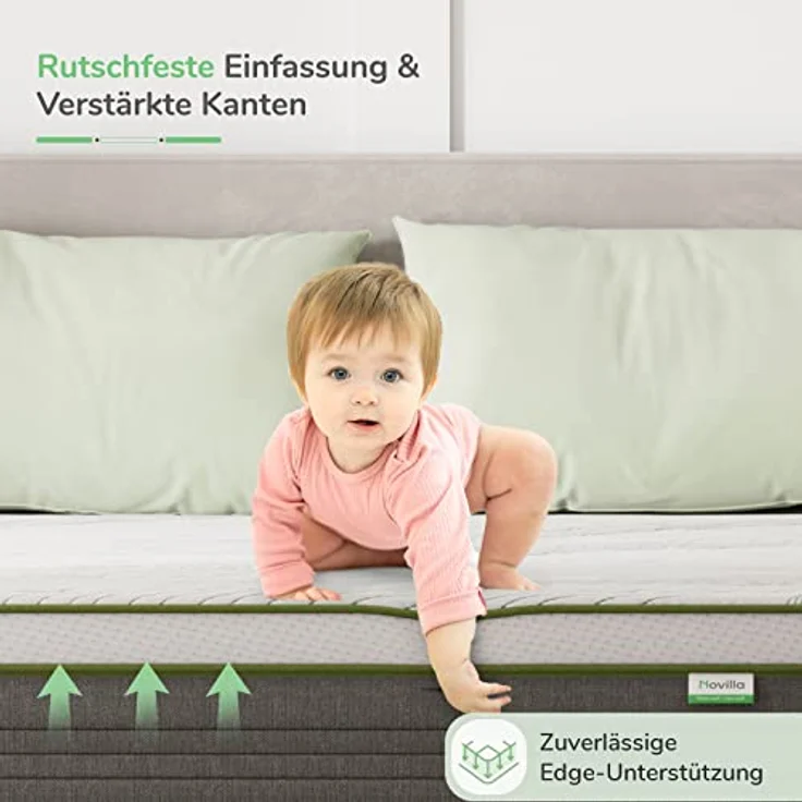 Novilla Matratze 135x190 H2 H3 Federkernmatratze Foam Mittelfeste Taschenfederkern Matratze Taschenfederkern Hybridmatratze Härtegrad Höhe 26cm Weiß – Bild 9