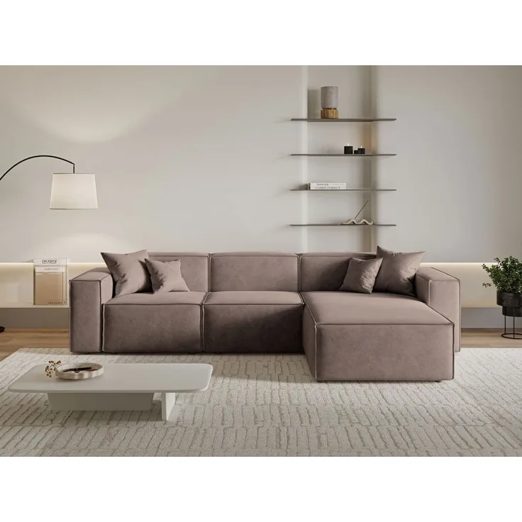 GrainGold Ecksofa L-Form Arizona L, Set, Wellenfederkern, HR-Schaum, Freistehendes
