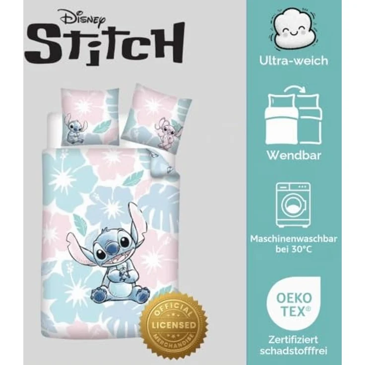 Lilo & Stitch Bettwäsche-Set Bettbezug 140 cm x 200 cm Kopfkissenbezugs 65 cm x 65 cm – Bild 3