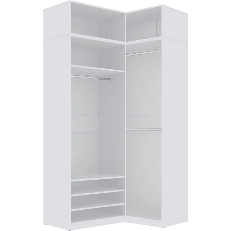 Marmex Möbel Tres Set-K/N (B) Schlafzimmerschrank mit Aufsatz, praktischer Einbauschrank ohne türen, Kleiderschrank mit Regalen und Kleiderstangen, laminierte Spanplatte, weiß 180x246x51 cm – Bild 2