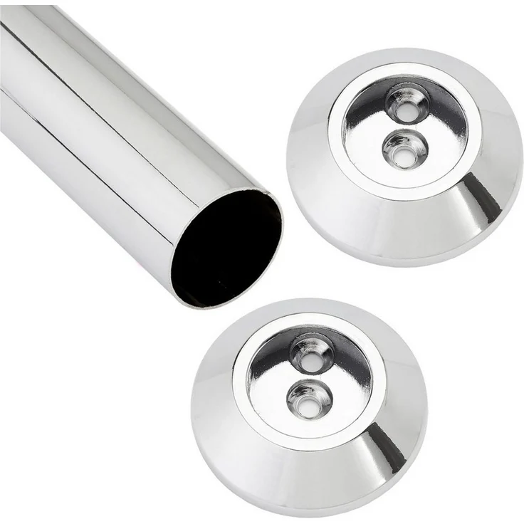 SO-TECH® Garderobenstange Kleiderstange chrom poliert Ø 25 mm, (Komplett-Set, 1 St), Länge 600 mm, inkl. 1 Paar konischen Schrankstangenlager