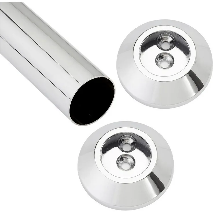 SO-TECH® Garderobenstange Kleiderstange chrom poliert Ø 25 mm, (Komplett-Set, 1 St), Länge 600 mm, inkl. 1 Paar konischen Schrankstangenlager