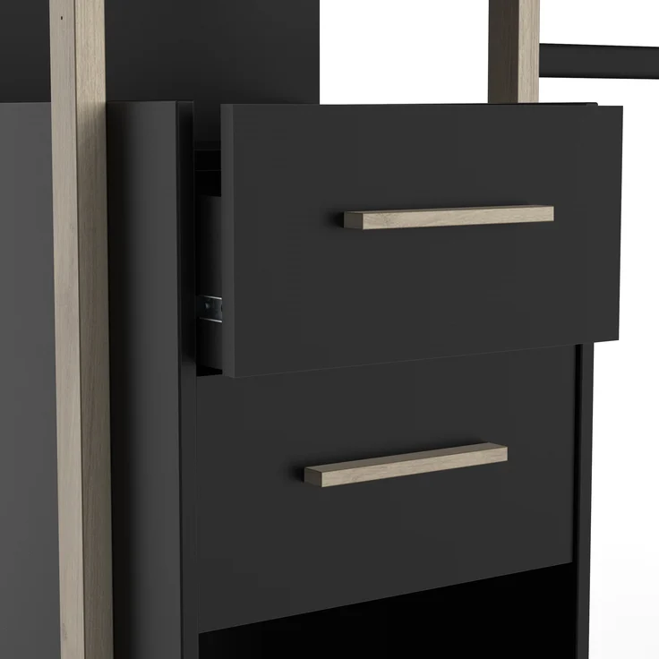 Calicosy Schrankset 2 Säulen, 4 Schubladen und Kleiderstange H204,4 cm – MOON - Schwarz – Bild 6
