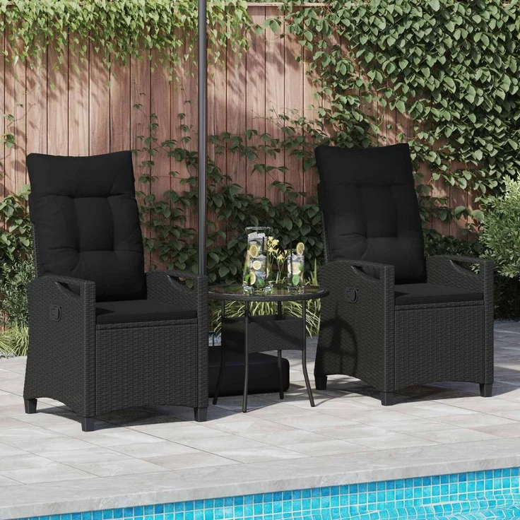 vidaXL Gartenstuhl 2 pcs Schwarz 56 x 64 x 94 cm Stahl und Polyester 42026829 – Bild 3