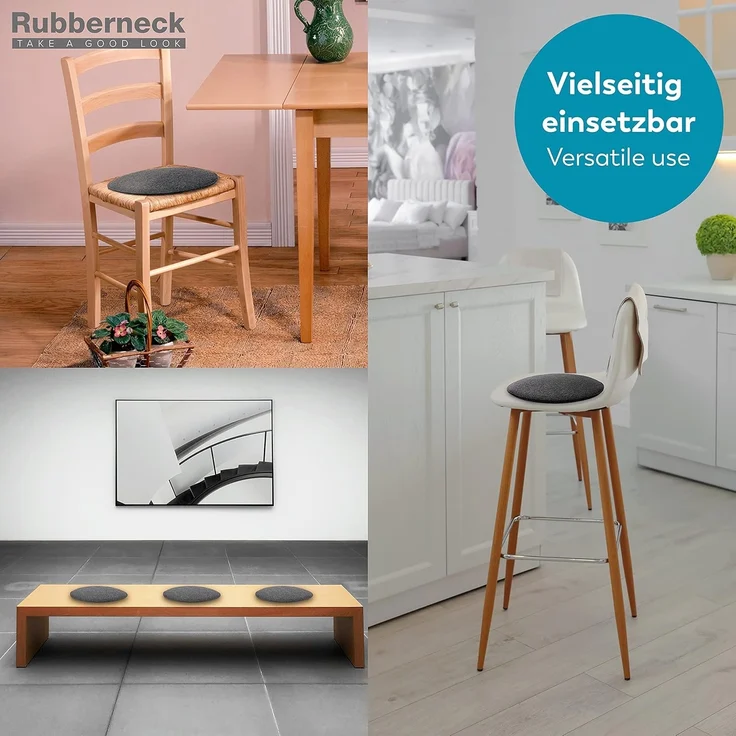 4x skanfriends Filz Sitzkissen rund Stuhlkissen Kissen Auflage Filzkissen grau – Bild 5