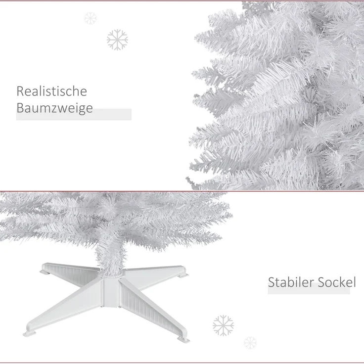 HOMCOM Weihnachtsbaum, Kunststoff, Metall, Weiß, Ø55 x 180H cm – Bild 6