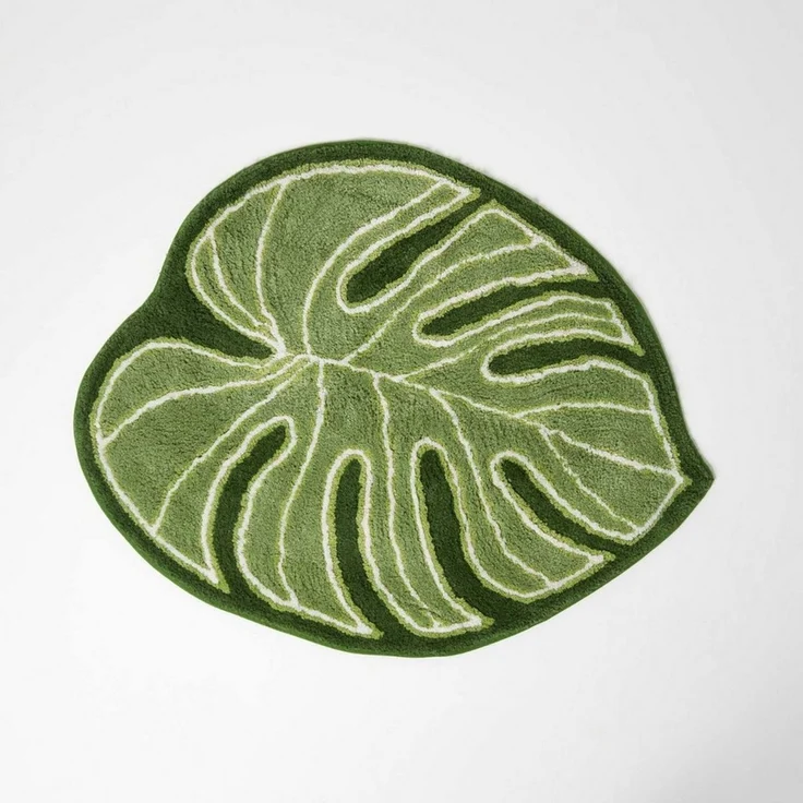 Homescapes Badematte Badvorleger Blatt 65 x 80 cm – Grüne Badematte, 100 % Baumwolle, Höhe 20 mm, 65 x 80 cm – Bild 5