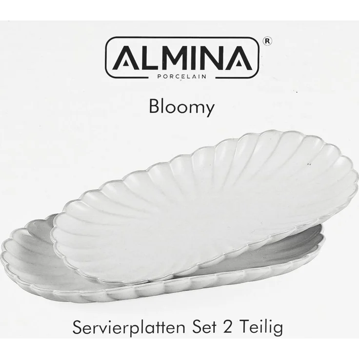 Bloomy Servierplatten aus hochwertigem Porzellan - 2-teilig mit floraler Struktur – Bild 6