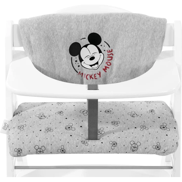 Hauck Sitzkissen Holzhochstühle Highchair Pad Deluxe,Kompatibel Alpha+,Beta+Bauähnlichen Modellen,Maschinenwaschbar,Einfache Befestigung Klettverschlüssen,Mickey Mouse Grey,66778,Mickey Mouse Grau – Bild 1