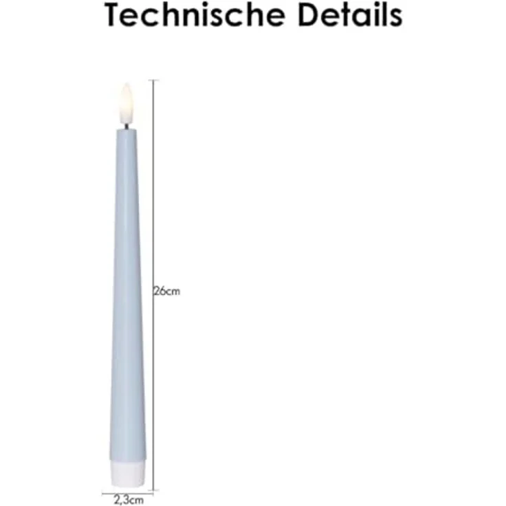 LED Kerze Candy 2er Set Batterie + Timer flackernd hellblau H 26cm – Bild 4