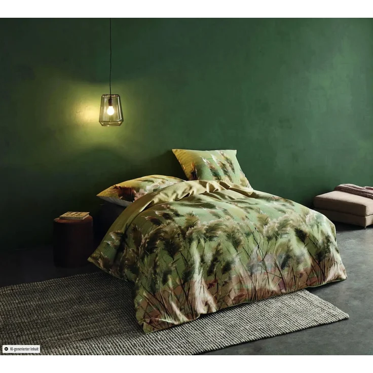 Fleuresse Mako-Satin Bettwäsche 240x220 Gräser Halme salbei Wende 115129-05 – Bild 1