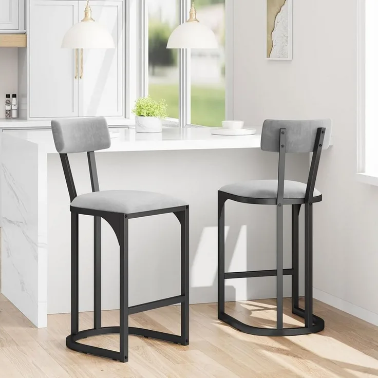 GarveeMore Barhocker 2/4er-Set Tresenhocker mit Rückenlehne für Esszimmer Kücheninselstühle (2 St), hohe Barhocker gepolsterte Metall-Tresenhocker für die Hausbar