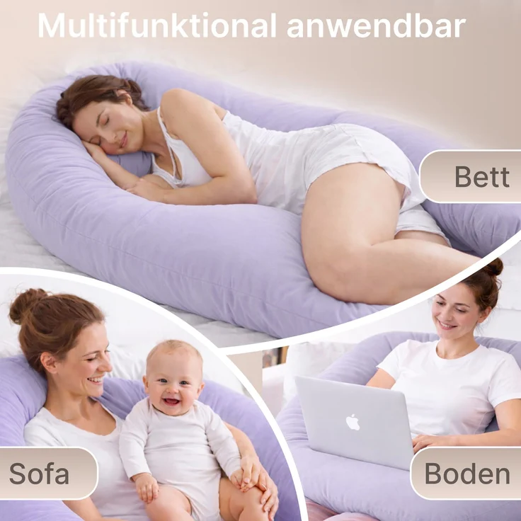 ELONEO Seitenschläferkissen XXL - Multifunktionskissen mit Bezug, formstabil, druckentlastend, bequem – Bild 4