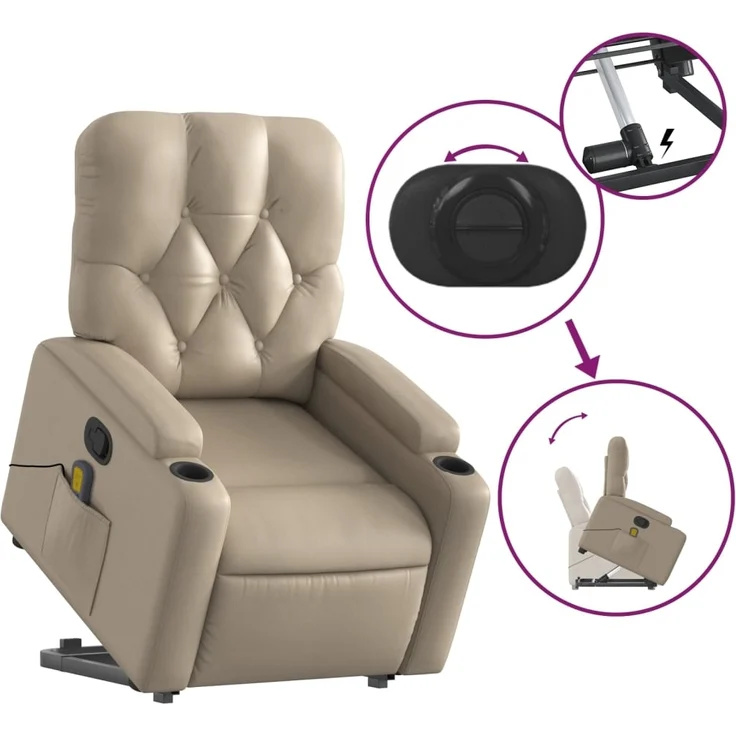 vidaXL Massagesessel mit Aufstehhilfe Cappuccino-Braun Kunstleder 3204785 – Bild 4