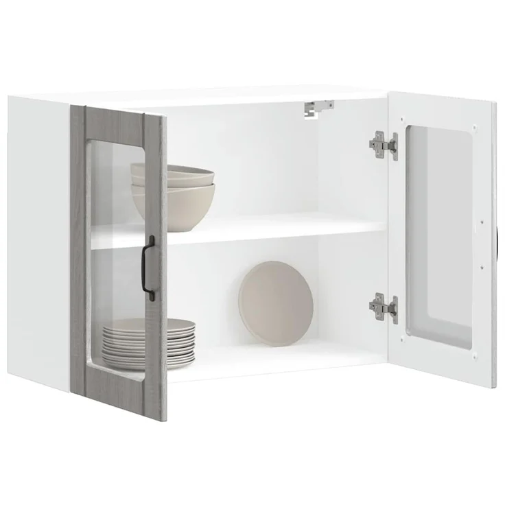 vidaXL Küchen-Hängeschrank mit Glastür Lucca Grau Sonoma Holzwerkstoff 853853 – Bild 1