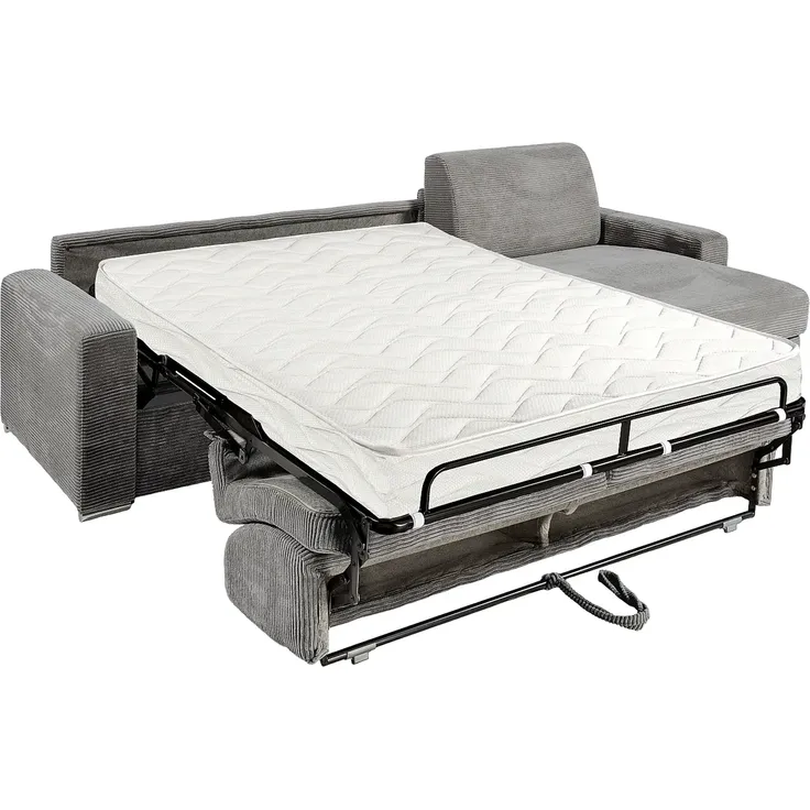 Vente-unique - CALITO Sofa SamtStoff Grau - B 223 cm152 cm x H 90 cm x L 278 cm – Bild 4