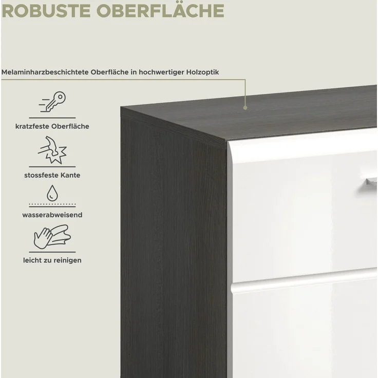 Garderobenbank Salsa - Rauchsilber / Weiß Hochglanz – Bild 10