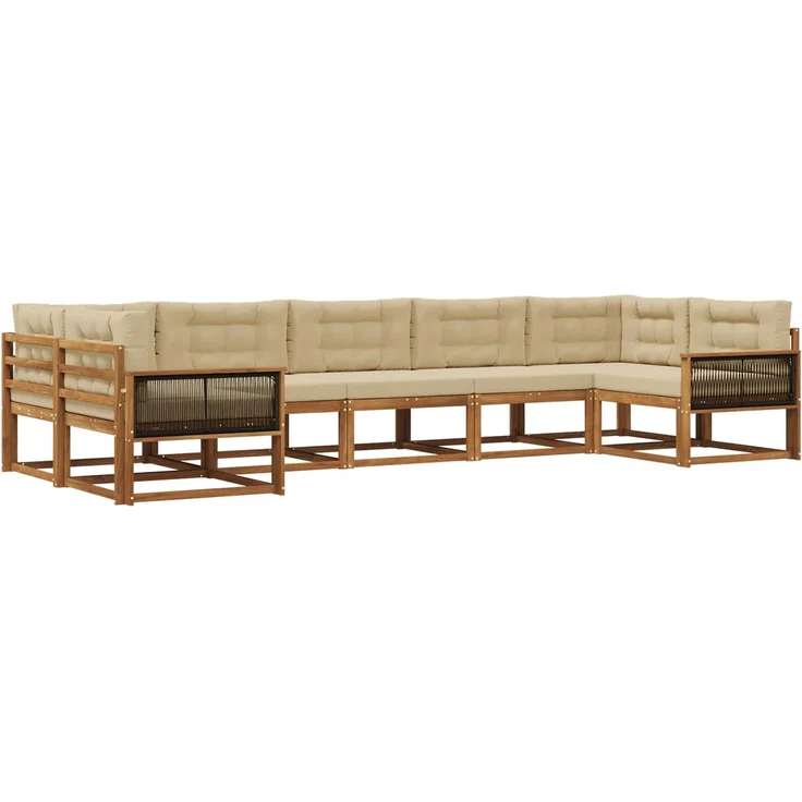 vidaXL Outdoor-Sofagarnitur 7 stk. 7-Sitzer Natur und Beige 3382866 – Bild 2