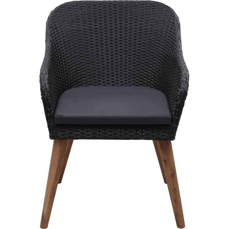 Gartenstuhl EGOS 2er Set Poly-Rattan 62,5x55x82 cm mit Polster Schwarz | Gartenstuhl Rattan Outdoorstühle Balkonstühle – Bild 4