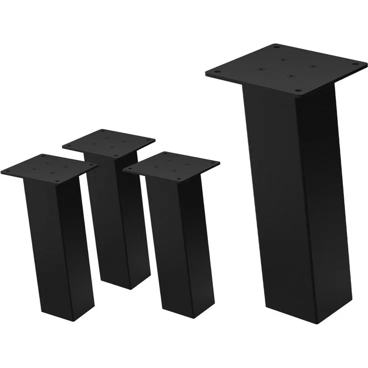 ML-DESIGN Tischbein 4er Set Tischbeine schräg Möbelfüße und Tischgestell aus Stahl, Bankkufen I-Design 30cm Schwarz glänzend Möbelbeine 96° Neigung