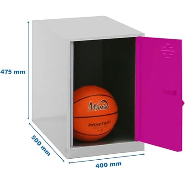 Simon Rack Simonlocker Kommode, klein, 475 x 400 x 500 mm, Amario aus Metall, inkl. Schlüssel, Grau/Rosa – Bild 3