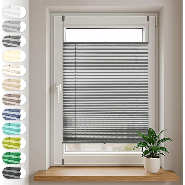 Sonello Plissee Klemmfix ohne Bohren 80x120 cm Anthrazit Faltrollo Plisseerollo Jalousie für Tür & Fenster Blickdicht Sichtschutz Sonnenschutz Fertifplissee Rollo – Bild 1