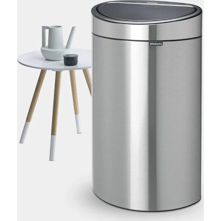 Brabantia Touch Bin, Mülleimer, Abfalleimer, Abfallbehälter, Matt Steel, 40 L, 114823