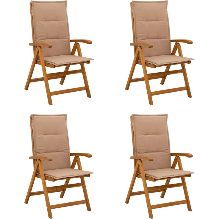 vidaXL Liegestühle für den Garten 4 stk. Natur Massivholz Akazie 3434467 – Bild 1
