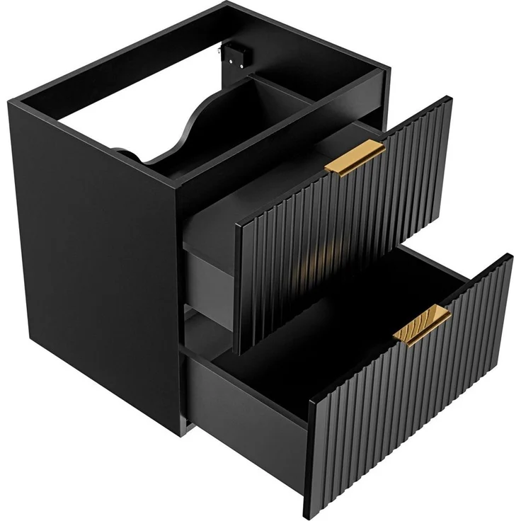 Waschtischunterschrank 120cm ADELAIDE-56-BLACK in matt schwarz mit gerillter Front, B/H/T 120,6/59,2/46,5 cm – Bild 7