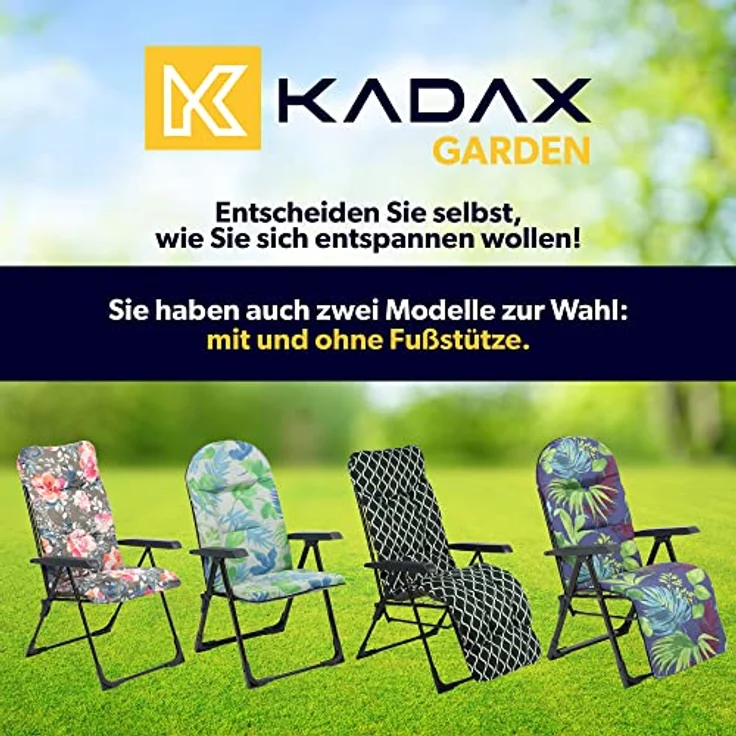 Kadax Gartenliegestuhl, verstellbar, Grün, Blau, Grau, Metall, 58x150 cm, ideal für Garten und Terrasse – Bild 10