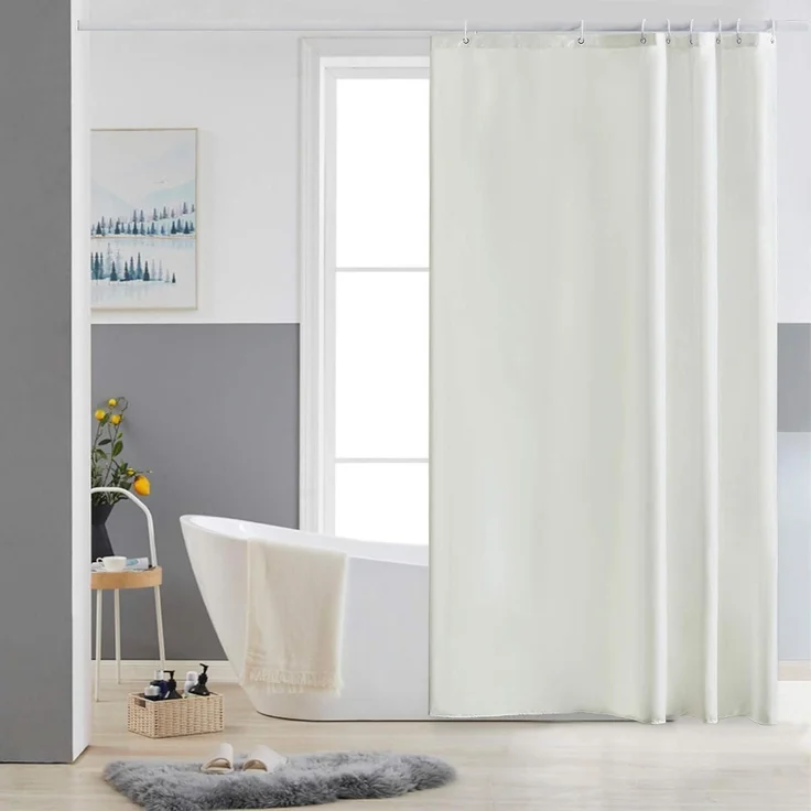 Duschvorhang 150x200cm Antischimmel Waschbar Polyester Beige 1 Vorhang 10 Haken – Bild 1
