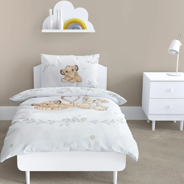 MTOnlinehandel Babybettwäsche König der Löwen 100x135 + 40x60 cm, 100 % Baumwolle Flanell, Biber, 2 teilig, Hakuna Matata Kinderbettwäsche – Bild 4