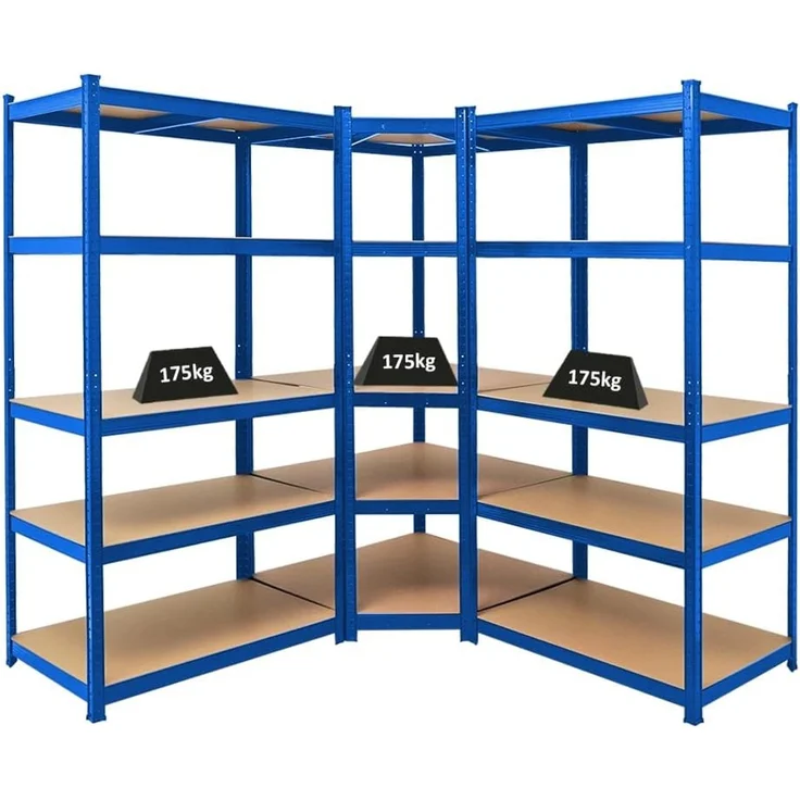 PROREGAL Mega Deal Eckregal Ragnar 1x: 180 x 90 x 60 cm | Taurus 2X: 180 x 90 x 60 cm Blau Fachlast 175kg, Kellerregal, Steckregal, Garagenregal, Lagerregal – Bild 1