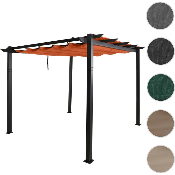 Mendler 'HWC-N93' Pergola, stabiles 8cm-Gestell mit Schiebedach UV50+ 3x3 m, Aluminium, Terrakotta – Bild 10