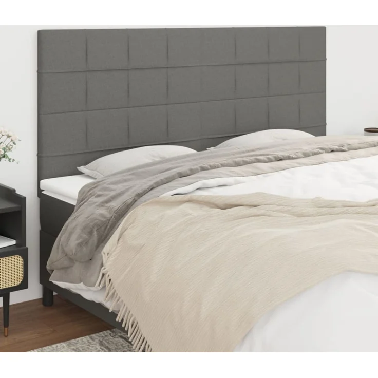 vidaXL Kopfteile 4 Stk. Dunkelgrau 90x5x78/88 cm Stoff 3116347 – Bild 1