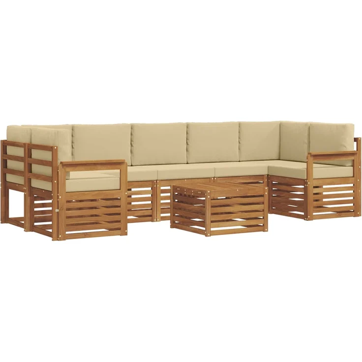vidaXL Outdoor-Sofagarnitur 8 stk. 7-Sitzer Natur und Beige 3374518 – Bild 2