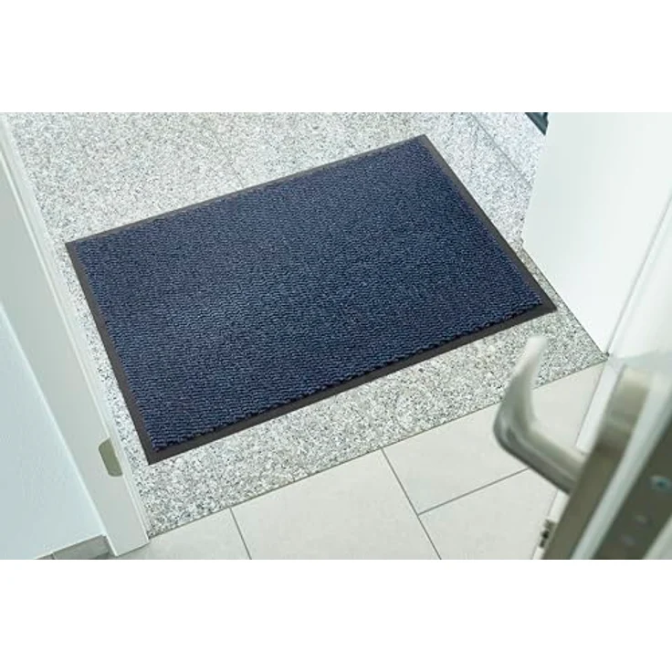 andiamo Fußmatte Easy - Schmutzfangmatte für den Hauseingang - flexibel einsetzbar als Türmatte innen, Fußabtreter im überdachten Außenbereich oder als Schuhmatte 60 x 80 cm Blau – Bild 2