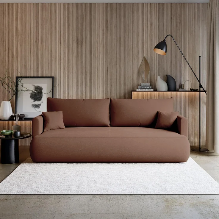 Selsey 'Ovo Mini' 3-Sitzer Schlafsofa mit Bettkasten, Kupfer, Chenille Easy Clean – Bild 2