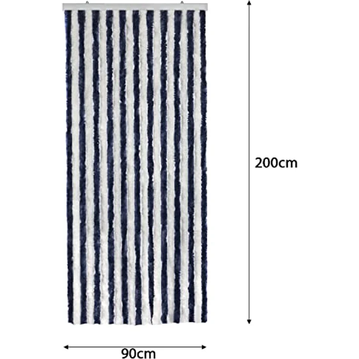Moritz Flauschvorhang aus Chenille 90 x 200 cm blau weiß Türvorhang als Fliegenschutz Insektenschutz für Camping Wohnwagen – Bild 3