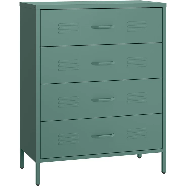 skølm 'Atria' Metallkommode, dunkelgrün, 100x40x80 cm, Metallschrank mit 4 Schubladen – Bild 9