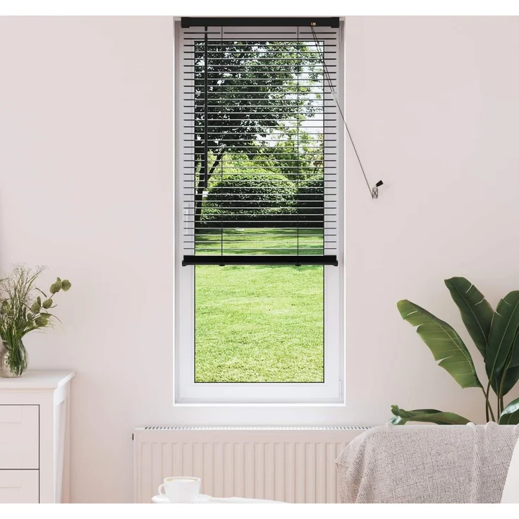 vidaXL Venezianische Jalousie Schwarz 150 x 60 cm 25 mm PVC 42003734 – Bild 1