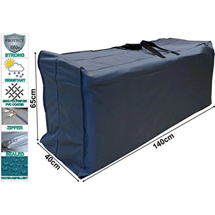 Quick Star Gartenmöbel-Schutzhülle Kissentasche Schutzhülle für Rollliegen/Sessel Auflagen 140x40x65cm (1-St), Polyester 280g/m² mit PVC Beschichtung und Nahtversiegelung – Bild 4