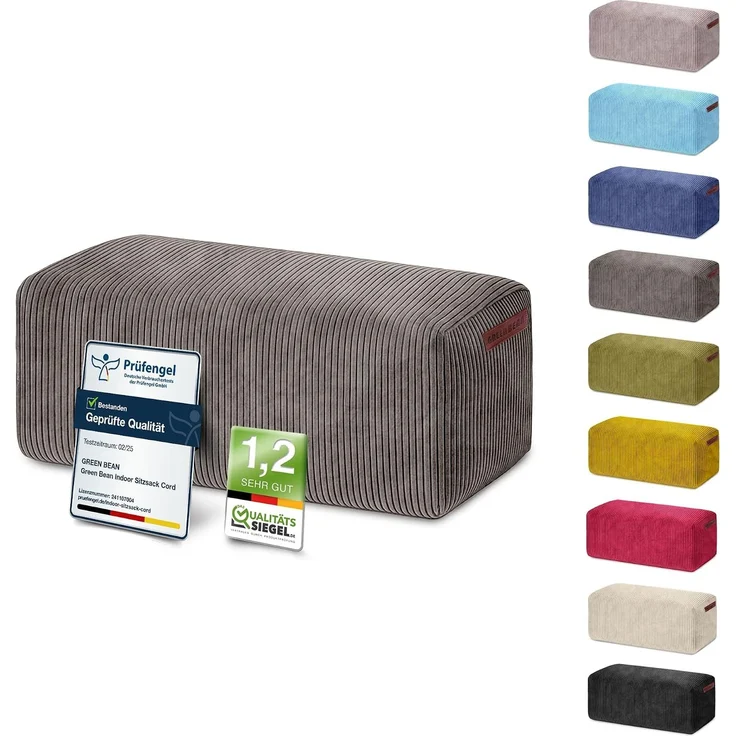 Green Bean® Indoor Sitzhocker Pouf 70x33x28cm EPS-Perlen Füllung & Cordstoff Kuschelig Weich Waschbar - Drinnen Bodenkissen Liegekissen Sitzkissen Sitzhocker Sessel Kinder Erwachsene Stoff Anthrazit – Bild 9