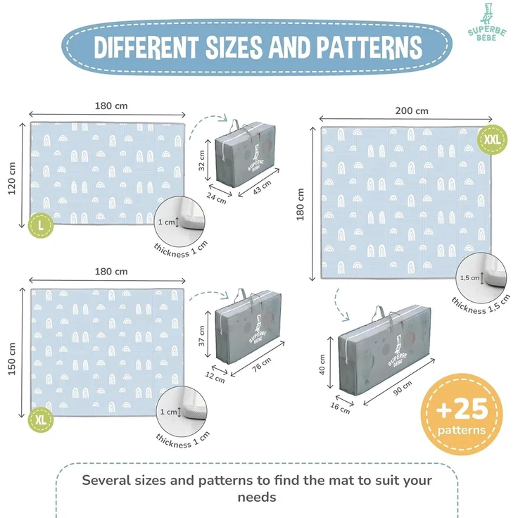 Krabbelmatte Baby Faltbar Spielmatte Kinder Spieldecke 180x200x1.5cm Krabbeldecke Für Baby - Babymatte Kindermatte - Schaumstoffmatte Kinderteppich- Spielteppich - Bodenmatte Kinder - Babygeschenk – Bild 7