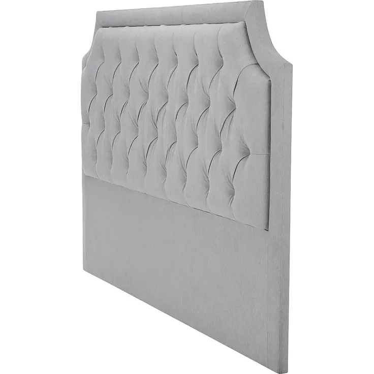 Vente-unique - JOHENE Bettkopfteil und Bettbrücke Stoff Grau - B 8 cm x H 110 cm x L 200 cm – Bild 4